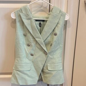 White House Black Market Mint Double-Breasted Vest